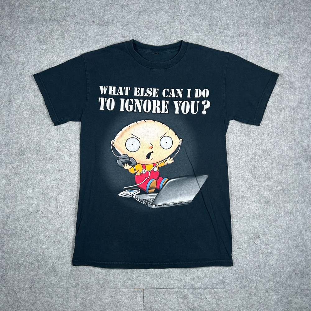 Family Guy T shirt Mens small Black Stewie Griffin Ignore You Graphic Tee 2008